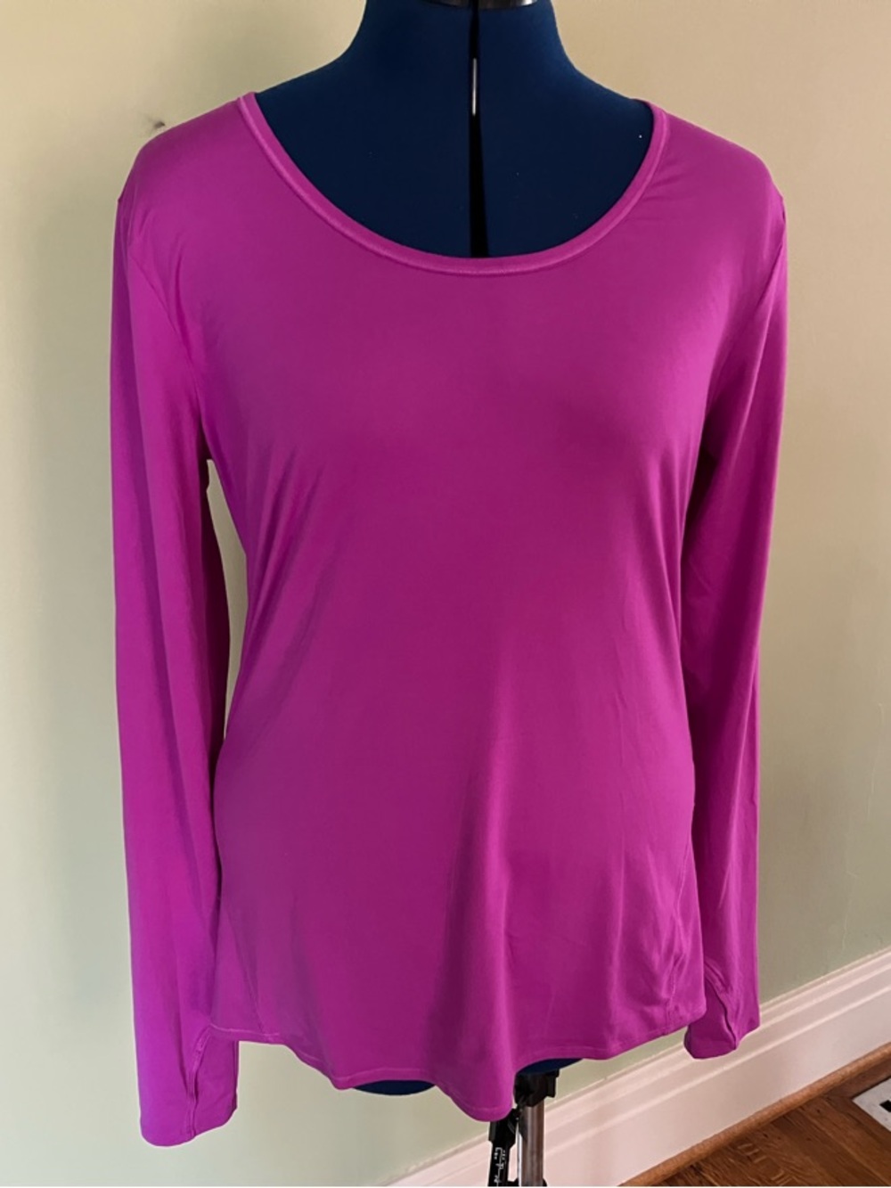Athleta Long-Sleeve Scoop Neck Top in Bright Magenta